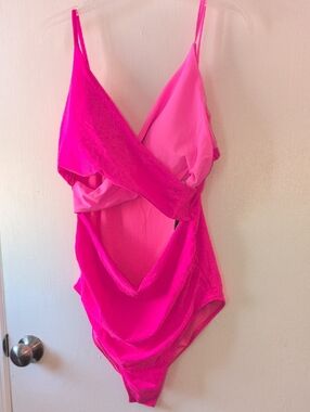 Hot Pink Women's Draped One-Piece Bodysuit